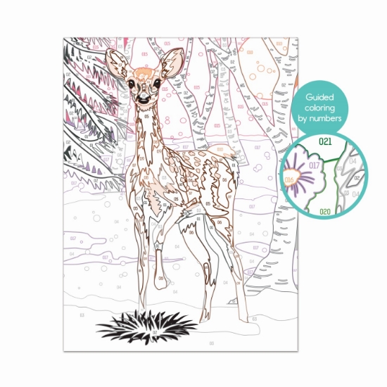 Imagine Pictează și înrămează Căprioara în zăpadă