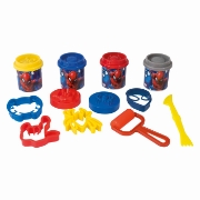 Imagine GALETUSA CU 4 BORCANASE DE PLASTILINA SI ACCESORII DE MODELAT SPIDERMAN