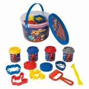 Imagine GALETUSA CU 4 BORCANASE DE PLASTILINA SI ACCESORII DE MODELAT SPIDERMAN