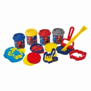 Imagine GALETUSA CU 4 BORCANASE DE PLASTILINA SI ACCESORII DE MODELAT SPIDERMAN