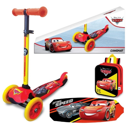 Imagine Trotinetă cu 3 roți Cars cu ghiozdan