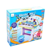 Imagine INSTRUMENT MUZICAL PIANINA ELECTRONICA MALPLAY CU SCAUN SI MICROFON 45 CM INALTIME ALBASTRU
