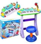 Imagine INSTRUMENT MUZICAL PIANINA ELECTRONICA MALPLAY CU SCAUN SI MICROFON 45 CM INALTIME ALBASTRU