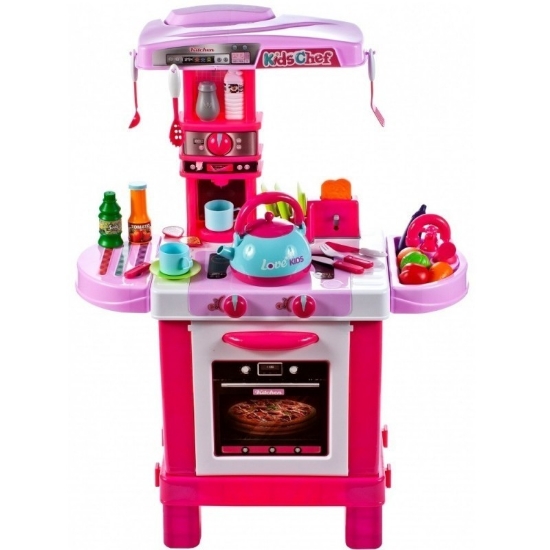 Imagine Bucătărie pentru fetițe MalPlay cu electrocasnice, ceainic și accesorii, lumini și sunete