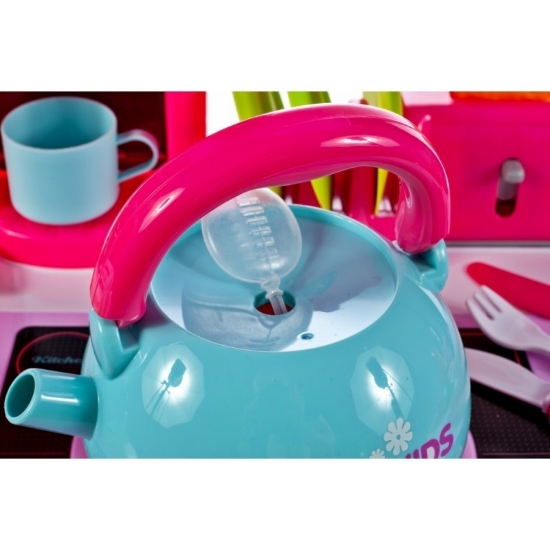Imagine Bucătărie pentru fetițe MalPlay cu electrocasnice, ceainic și accesorii, lumini și sunete