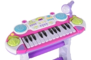 Imagine INSTRUMENT MUZICAL PIANINA ELECTRONICA MALPLAY CU SCAUN SI MICROFON 45 CM INALTIME ROZ