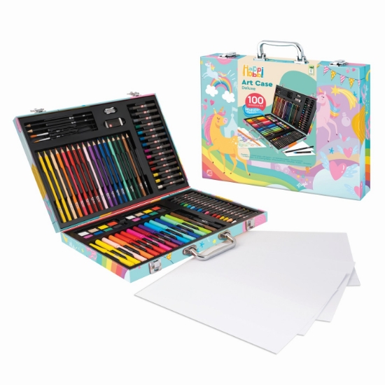 Imagine Happi Hobbi Art Case Set de desen Deluxe cu 100 de accesorii Unicorn