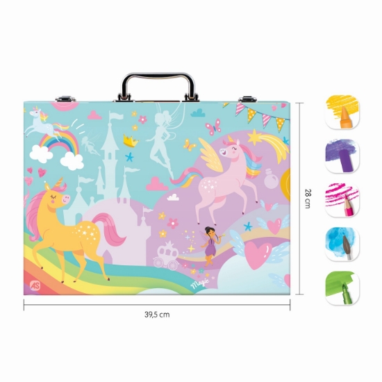 Imagine Happi Hobbi Art Case Set de desen Deluxe cu 100 de accesorii Unicorn