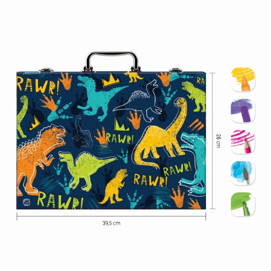 Imagine Happi Hobbi Art Case Set de desen Deluxe cu 100 de accesorii Dinozaur