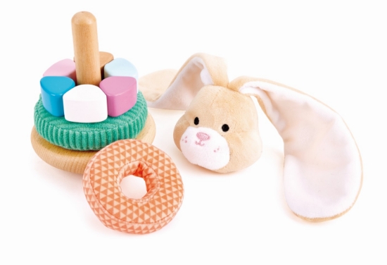 Imagine Turn de stivuire Hape – model Iepuraș din lemn cu texturi moi