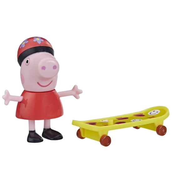 Imagine PEPPA PIG FIGURINA PRIETENII AMUZANTI PEPPA PIG CU SKATEBOARD 7CM