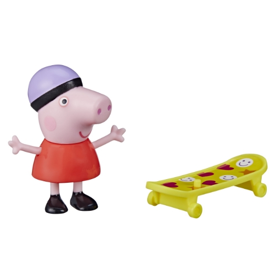 Imagine PEPPA PIG FIGURINA PRIETENII AMUZANTI PEPPA PIG CU SKATEBOARD 7CM
