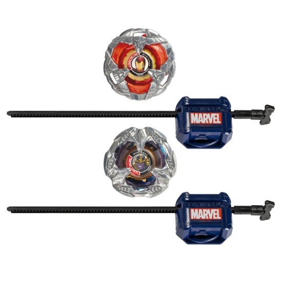 Imagine BEYBLADE X MARVEL SET DUO IRON MAN 4-80B SI THANOS 4-60P