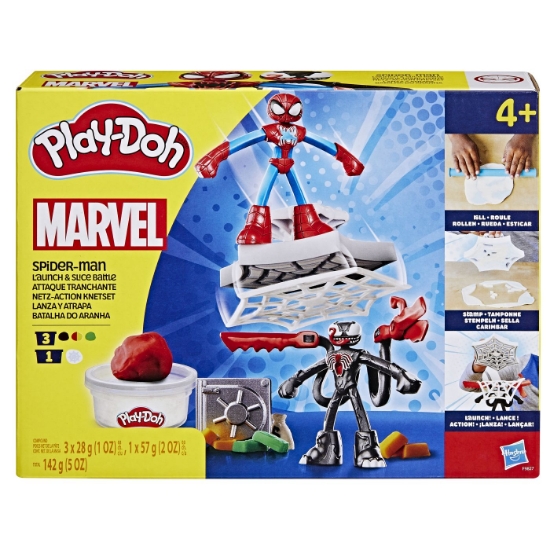 Imagine PLAY DOH SPIDERMAN SET 2 FIGURINE BATALIE CU LANSATOR SI SULITA