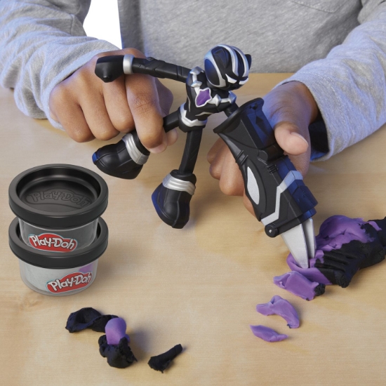 Imagine PLAY-DOH MARVEL FIGURINA FLEXIBILA CU ACCESORII BLACK PANTHER 10CM	