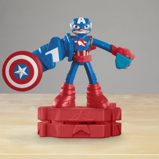 Imagine PLAY-DOH MARVEL FIGURINA FLEXIBILA CU ACCESORII CAPTAIN AMERICA 10CM