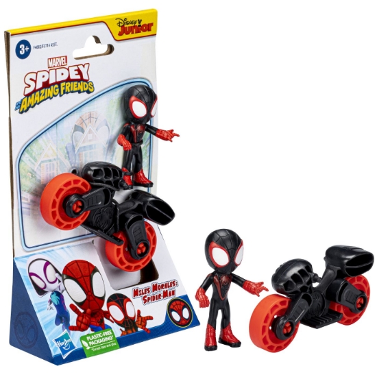 Imagine SPIDERMAN SET MOTOCICLETA SI FIGURINA MILES MORALES SPIDER MAN 6CM