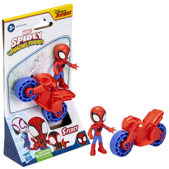 Imagine SPIDERMAN SET MOTOCICLETA SI FIGURINA SPIDEY 6CM