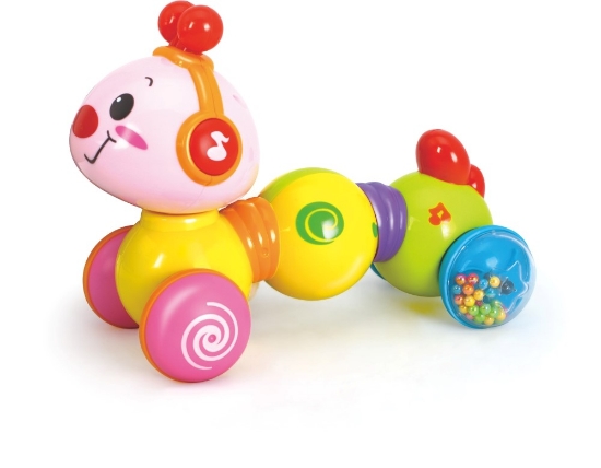 Imagine Viermișor interactiv cu lumini și melodii pentru copii – jucărie de împins și apăsat