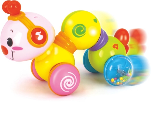 Imagine Viermișor interactiv cu lumini și melodii pentru copii – jucărie de împins și apăsat