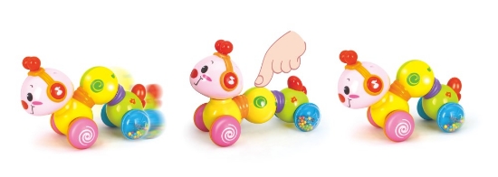 Imagine Viermișor interactiv cu lumini și melodii pentru copii – jucărie de împins și apăsat