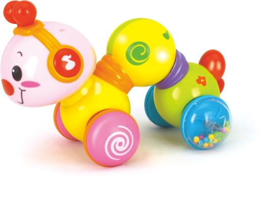 Imagine Viermișor interactiv cu lumini și melodii pentru copii – jucărie de împins și apăsat