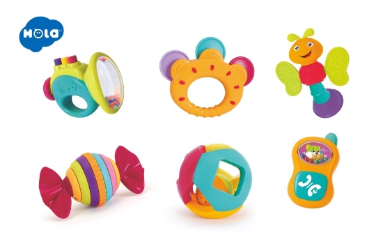 Imagine Set 6 jucării zornăitoare colorate pentru bebeluși – sigure, ușoare și educative