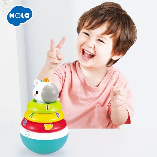 Imagine Hopa mitică Roly Poly Unicorn – cu 5 inele colorate pentru stivuit