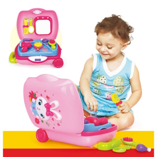 Imagine Troler interactiv cu set de coafură și accesorii de frumusețe pentru copii