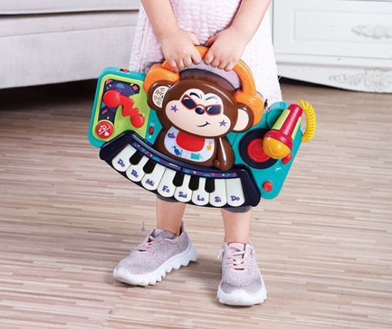 Imagine Pianina bebe Maimuțica DJ cu lumini, sunete și microfon
