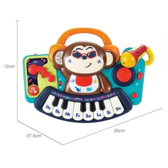 Imagine Pianina bebe Maimuțica DJ cu lumini, sunete și microfon