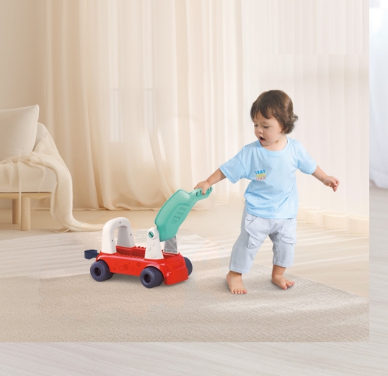 Imagine Trenuleț 4 în 1 multifuncțional roșu – premergător, jucărie interactivă și vagon de depozitare