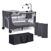 Imagine  Pătuț de călătorie Kinderkraft LEODY cu accesorii, Grey