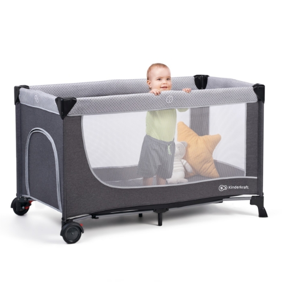 Imagine  Pătuț de călătorie Kinderkraft LEODY cu accesorii, Grey