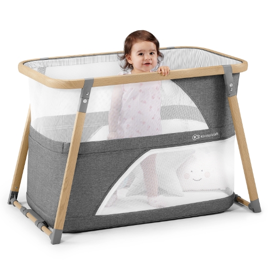 Imagine Pătuț Travel Kinderkraft SOFI, 4 in 1, Grey