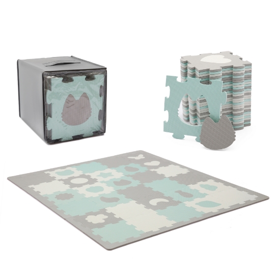 Imagine COVORAS DE JOACA KINDERKRAFT LUNO SHAPES, PUZZLE 3D, SPUMA, MINT