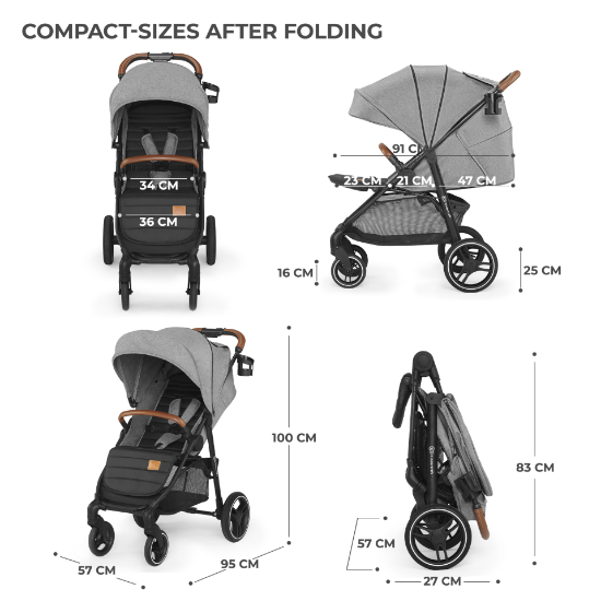 Imagine Cărucior sport Kinderkraft Grande Plus, Grey