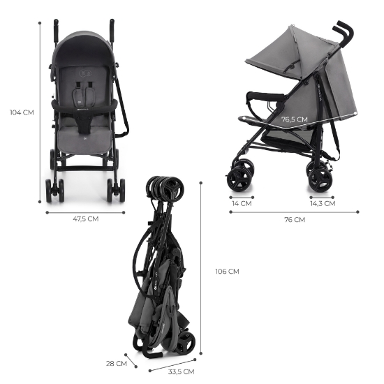 Imagine Cărucior sport Kinderkraft TIK, tip umbrelă, Stone Grey