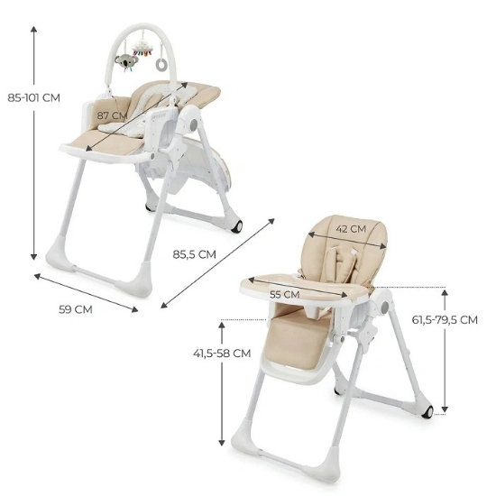 Imagine Scaun de masă pliabil 2 în 1 Kinderkraft TUMMIE, Beige