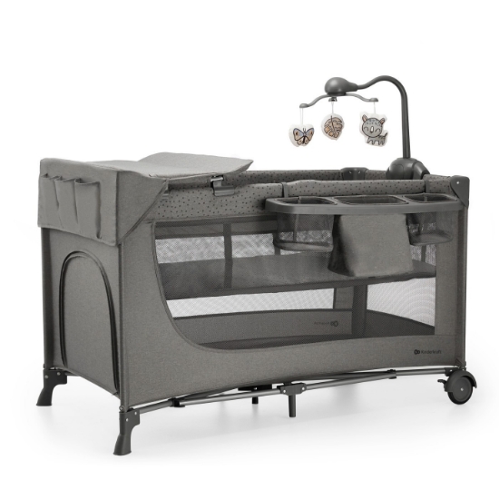 Imagine Pătuț Travel Kinderkraft JOY2, cu accesorii, Dark Grey