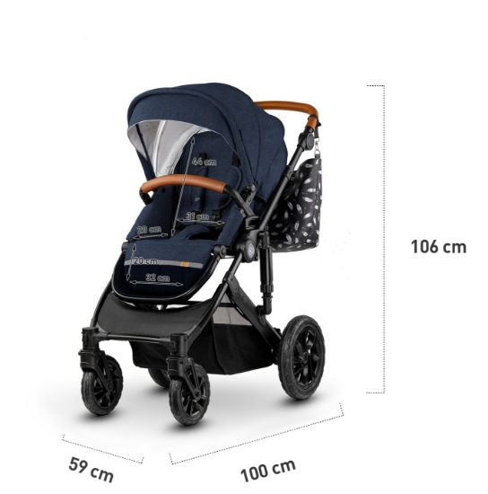 Imagine Cărucior 3 în 1 Kinderkraft PRIME 2 3in1 MINK PRO, Navy