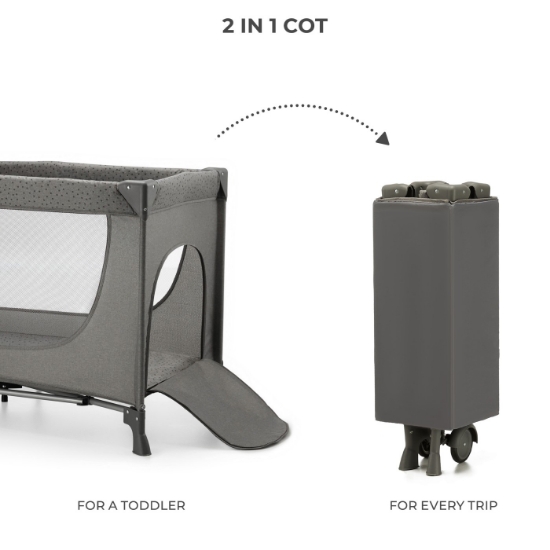 Imagine Pătuț Travel Kinderkraft JOY2, fără accesorii, Dark Grey