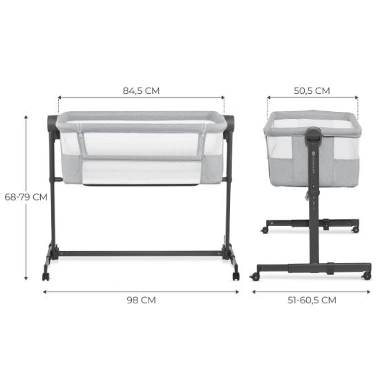 Imagine Pătuț co-sleeper Kinderkraft NESTE UP 2, Gri Deschis