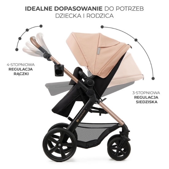 Imagine Cărucior 3 în 1 Kinderkraft MOOV 2, Sandlight Beige