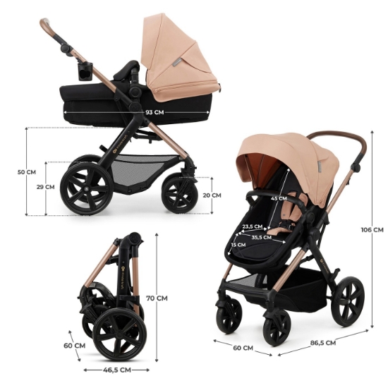 Imagine Cărucior 3 în 1 Kinderkraft MOOV 2, Sandlight Beige