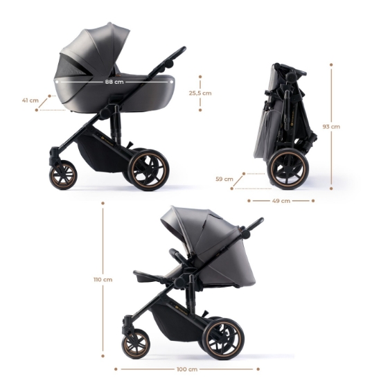 Imagine Cărucior 3 în 1 Kinderkraft PRIME 2 3in1 MINK PRO, Grey