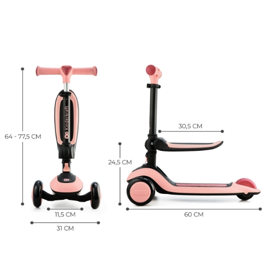 Imagine Trotinetă Kinderkraft HALLEY, Rosa Pink – 2 în 1: trotinetă și bicicletă de echilibru