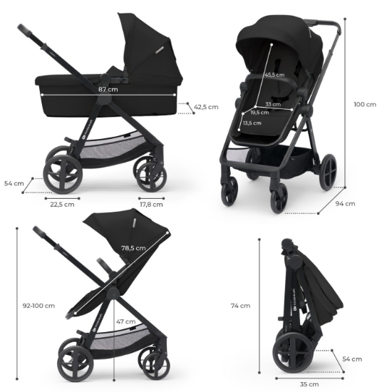 Imagine Carucior Kinderkraft Newly 4 in 1 Classic Black