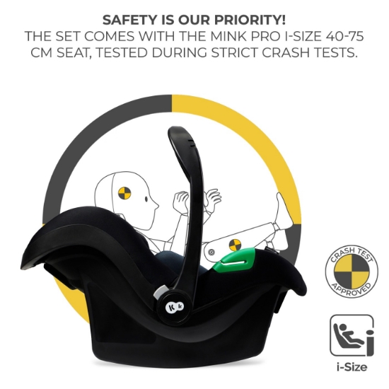 Imagine Cărucior multifuncțional 3 în 1 Kinderkraft ESME, PURE BLACK