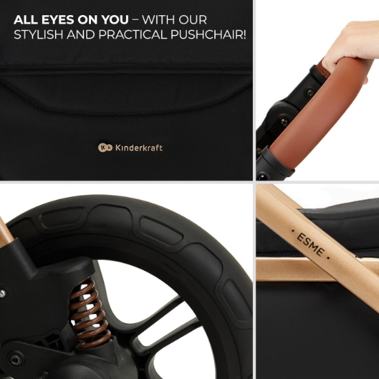 Imagine Cărucior multifuncțional 3 în 1 Kinderkraft ESME, PURE BLACK